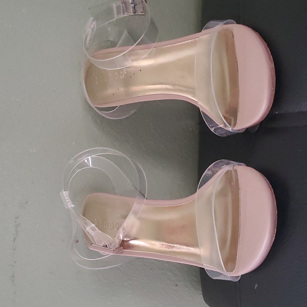 NUDE CLEAR STRAP HEELS